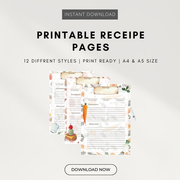 Recipe Template - Etsy