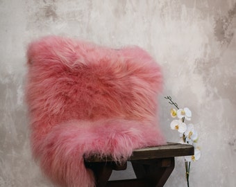 Pink Dyed Genuine Sheepskin Lambskin Sheep Skin Rug Pelt Soft Wool, schaffell