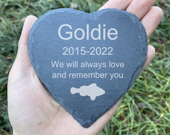 Custom Pet Memorial Stone, Personalized Engrave Fish Memorial Plaque,  Pet Loss Gift, Engraved Rock with Pets Personalized Message