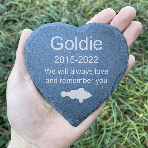 Custom Pet Memorial Stone, Personalized Engrave Fish Memorial Plaque,  Pet Loss Gift, Engraved Rock with Pets Personalized Message