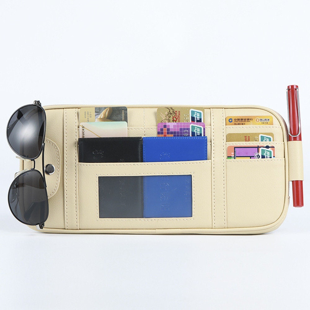 Car Document Organizer With Glasses Holder Stand Leather Auto Etsy