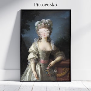 Élisabeth Vigée Le Brun Digital Altered Print of Madame Du Barry Portrait, Printable Shabby Chic Wall Art, Vintage Funny Gift, Rococo Poster