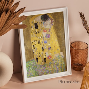 Digital Print of The Kiss by Gustav Klimt: Art Nouveau Romantic Poster