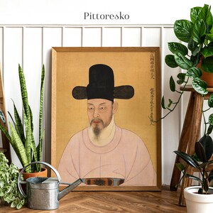 Vintage Korean Wall Art, Korean Portrait Painting, Joseon Dynasty Art, South Korea Poster, Korean Minimalist Art Printable, Instant Download