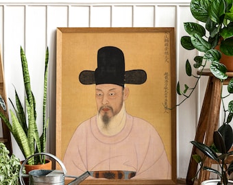 Vintage Korean Wall Art, Korean Portrait Painting, Joseon Dynasty Art, South Korea Poster, Korean Minimalist Art Printable, Instant Download