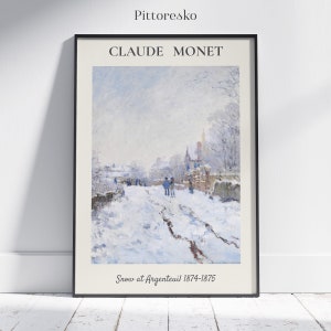 Claude Monet Snow at Argenteuil Print for a Minimalist Winter Wall Decor, Vintage French Impressionist Painting, Monet Digital DOWNLOAD