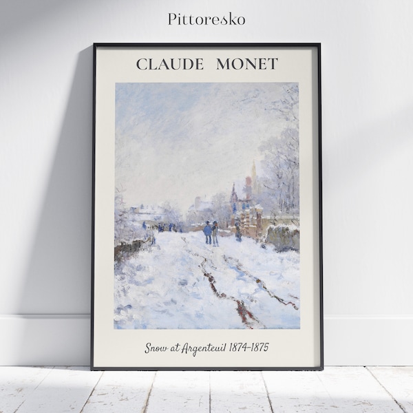 Claude Monet Neve ad Argenteuil Stampa Digitale Invernale, Poster Impressionista Francese Stampabile Monet Dipinto Minimalista, DOWNLOAD