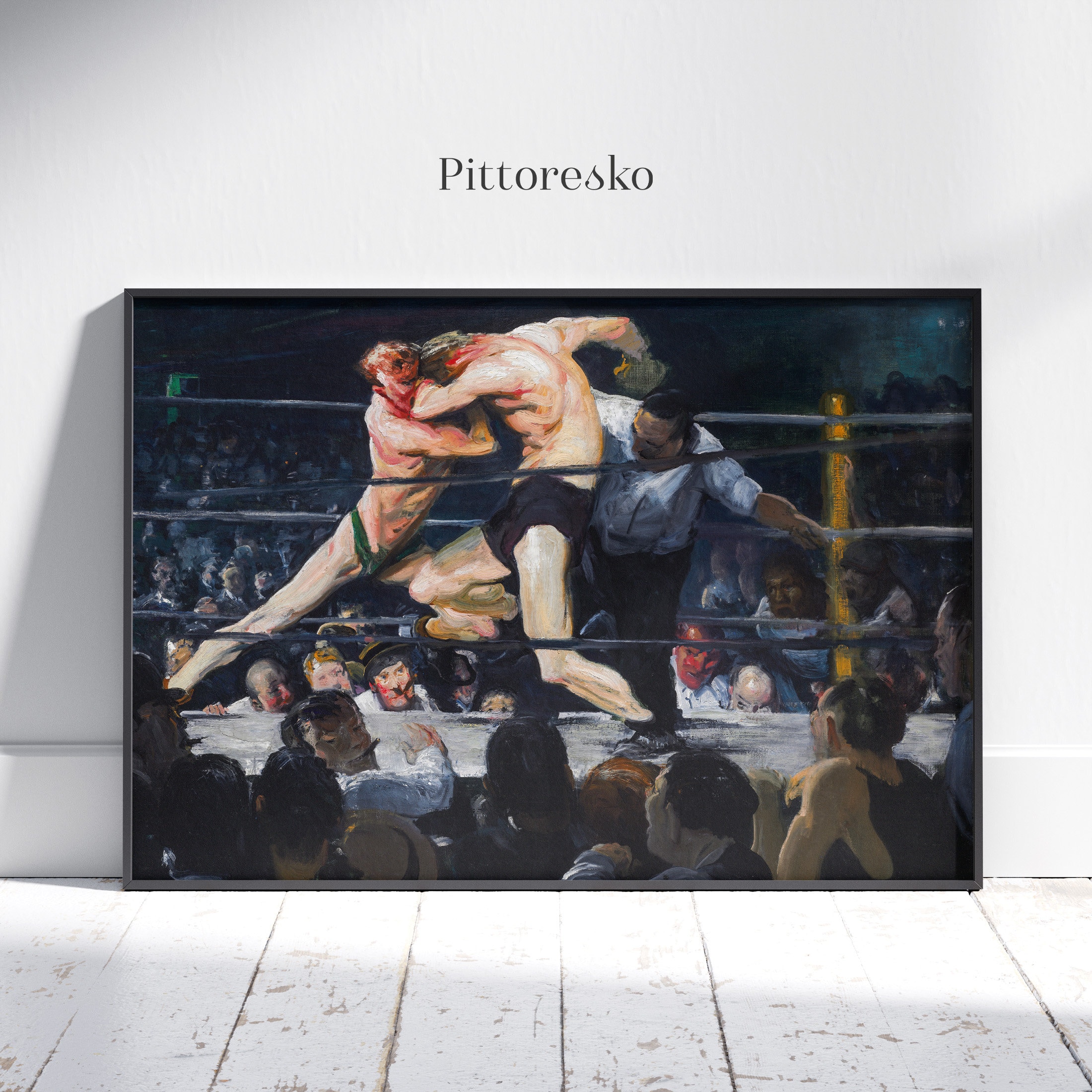 Bellows Vintage Sport Wall Decor, Vintage Boxing Match Painting
