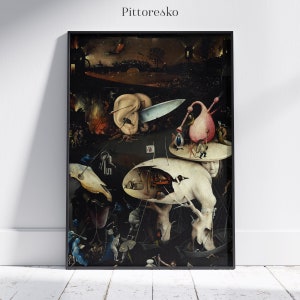 The Garden of Earthly Delights Wall Art Print by Hieronymus Bosch, Dark Academia Landscape Dutch Painting, Vintage Macabre Poster, Download