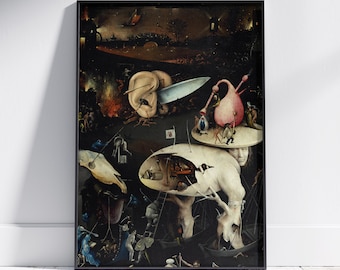 The Garden of Earthly Delights Wall Art Print by Hieronymus Bosch, Dark Academia Landscape Dutch Painting, Vintage Macabre Poster, Download