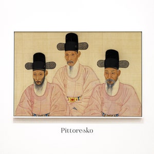 Traditional Korean Men Painting Print, Printable Korean Vintage Poster, Korea Aesthetic Wall Art, South Korean Vintage Art, Instant Download