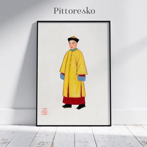 Traditional Chinese Art Print Priest of the Qing Dynasty Period, Vintage Chinese Digital Wall Art, Asian Costume Painting, Home Decor Gift