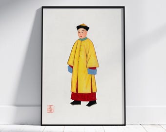 Traditional Chinese Art Print Priest of the Qing Dynasty Period, Vintage Chinese Digital Wall Art, Asian Costume Painting, Home Decor Gift