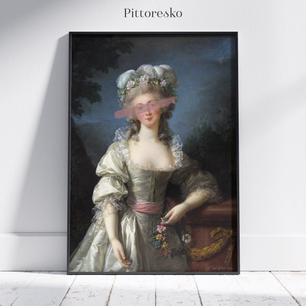 Madame du Barry Altered Art Portrait by Elisabeth Louise Vigee Lebrun, Vintage Girly Wall Art, French Noble Altered Art Print, DOWNLOAD