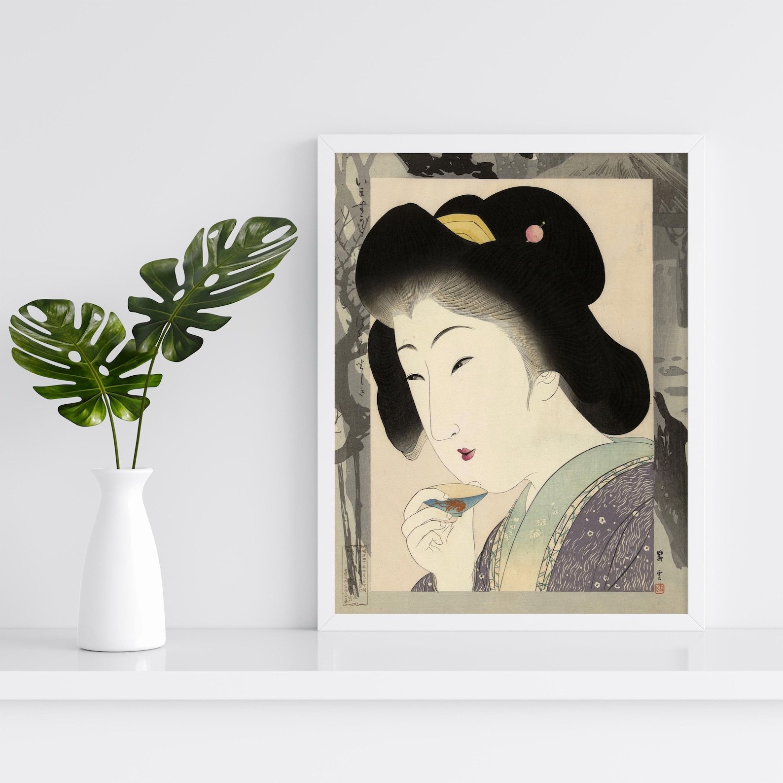 Vintage Japanese Digital Art Print Beautiful Woman by Yamamoto Shoun ...