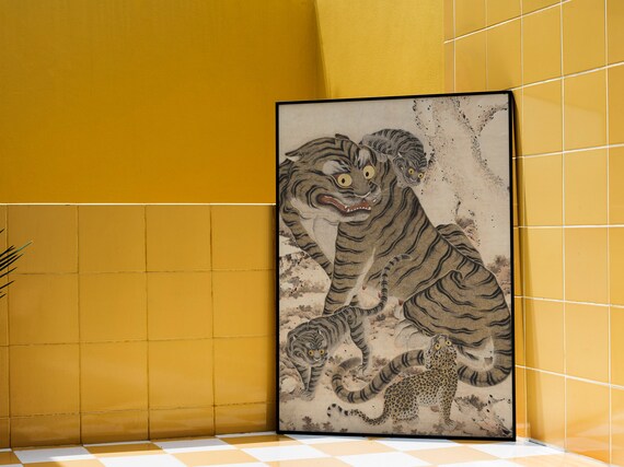 Quadro Su Tela Runa Art Tigre Colorata 5 Pezzi - Astratto Animali Per Camera Letto Corridoio - 3