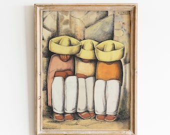 Vintage Mexican Wall Art Alfredo Ramos Martínez, Mexican Modernism Print, Latin American Pride
