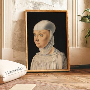 Dark Academia Italian Renaissance Young Woman Art Print, Medieval Poster 15th Century Italy, Middle Ages Portrait of a Nun, DOWNLOAD