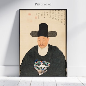 Traditional Korean Man Painting, Vintage Korean Art Print, Joseon Period, Korean Wall Art, South Korea Poster Printable, Instant Download,