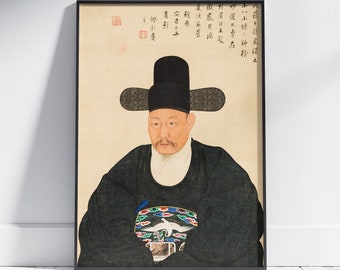 Traditional Korean Man Painting, Vintage Korean Art Print, Joseon Period, Korean Wall Art, South Korea Poster Printable, Instant Download,