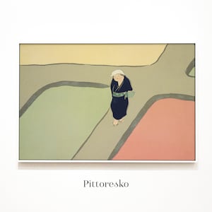 Minimalist Japanese Wall Art Woman Walking Alone by Kamisaka Sekka, Traditional Japanese Poster for Japandi Room Decor, DOWNLOAD