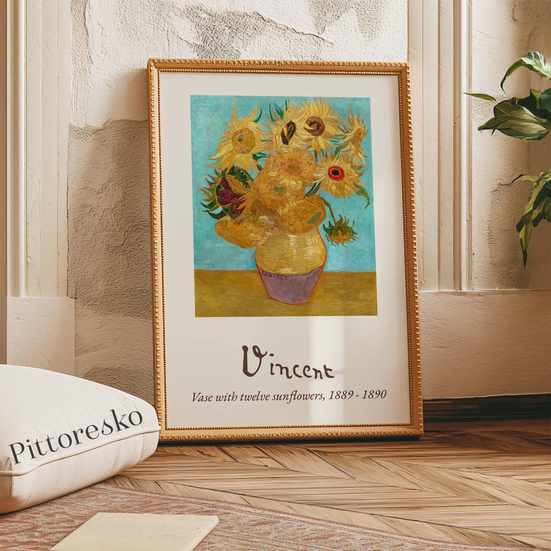 Vincent Van Gogh Vase With Twelve Sunflowers Digital Wall Art, Vintage ...