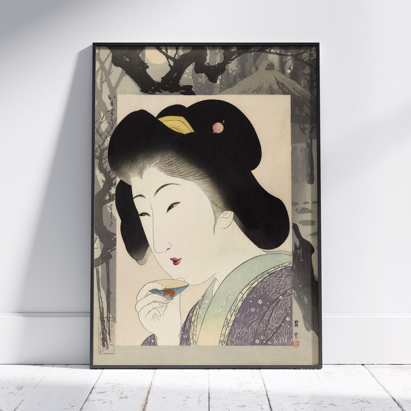 Vintage Japanese Digital Art Print Beautiful Woman by Yamamoto Shoun ...