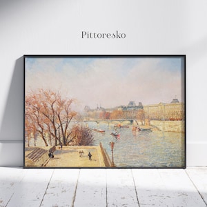 Camille Pissarro Digital Art Print Paris Landscape with Seine and Louvre, French Impressionist Poster, Vintage Wall Art, DOWNLOAD