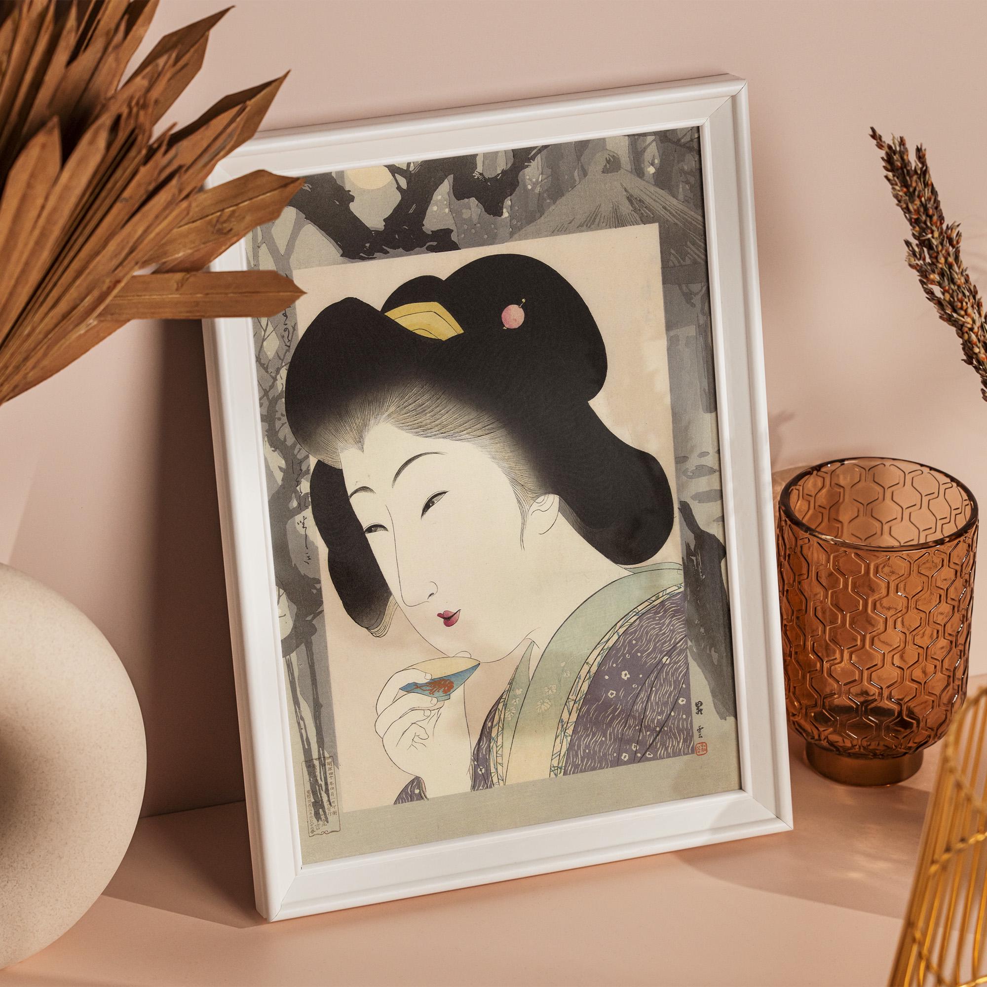 Vintage Japanese Digital Art Print Beautiful Woman by Yamamoto Shoun ...