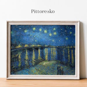 Vincent van Gogh Starry Night Over the Rhone Printable Wall Art, Digital Impressionist Print, Gift for Vintage Paintings Lovers, Famous Art