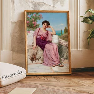 John William Godward Vintage Woman Digital Print, Victorian Printable Painting, Pre-raphaelite Wall Art, Greek Goddess Poster Gift for Her