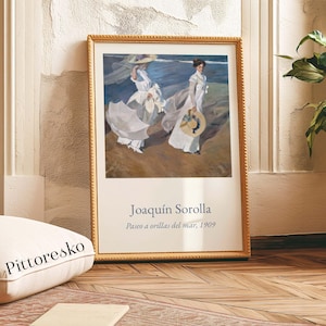 Joaquin Sorolla Passeggiata in Riva al Mare Stampa Digitale, Dipinto Femminile Colori Mediterraneo