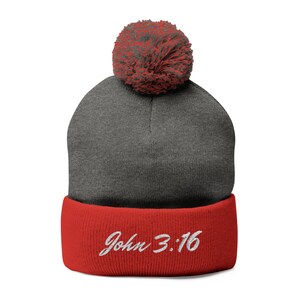 Embroidered Pom-Pom Knit Cap | Cozy Beanie for Winter, Personalized Gift for Him/Her, Casual Lifestyle, Faith-Inspired Accessory, [...]