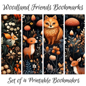 Woodland Friends Bookmarks, Woodland Creature Bookmarks, Printable Bookmarks, Bookmarks, Book Club Favors, Wildlife Bookmarks