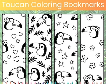 Toucan Coloring Bookmarks: Tropical Bird Set (PDF)