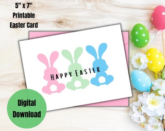 Biglietto di buona Pasqua, biglietto coniglietto pasquale stampabile, Pasqua stampabile, auguri di Pasqua, biglietto fai da te, Pasqua