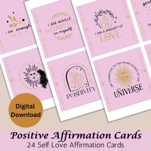 Tarjetas de Afirmación de Amor Propio, Tarjetas de Afirmación Positiva, Tarjetas Celestiales, Afirmaciones Imprimibles, Afirmaciones Diarias