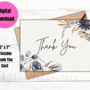 Tarjeta de felicitación de agradecimiento, plantilla de tarjeta de agradecimiento en blanco, tarjeta de gratitud, tarjeta imprimible, descarga instantánea