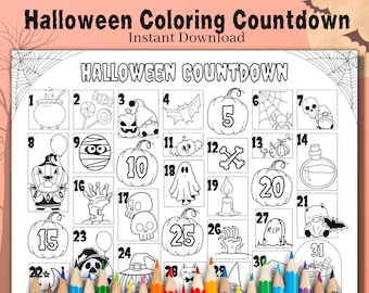 Halloween Coloring Countdown, Halloween Activity, Halloween Calendar, Halloween Coloring Page, Halloween Printable, Halloween Coloring