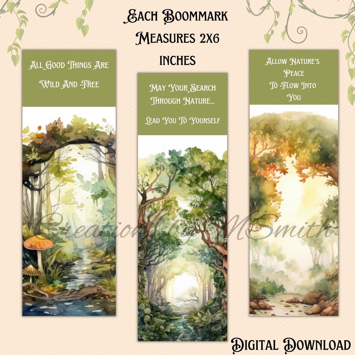 Enchanted Forest Bookmarks Printable Nature Bookmarks Fairy - Etsy