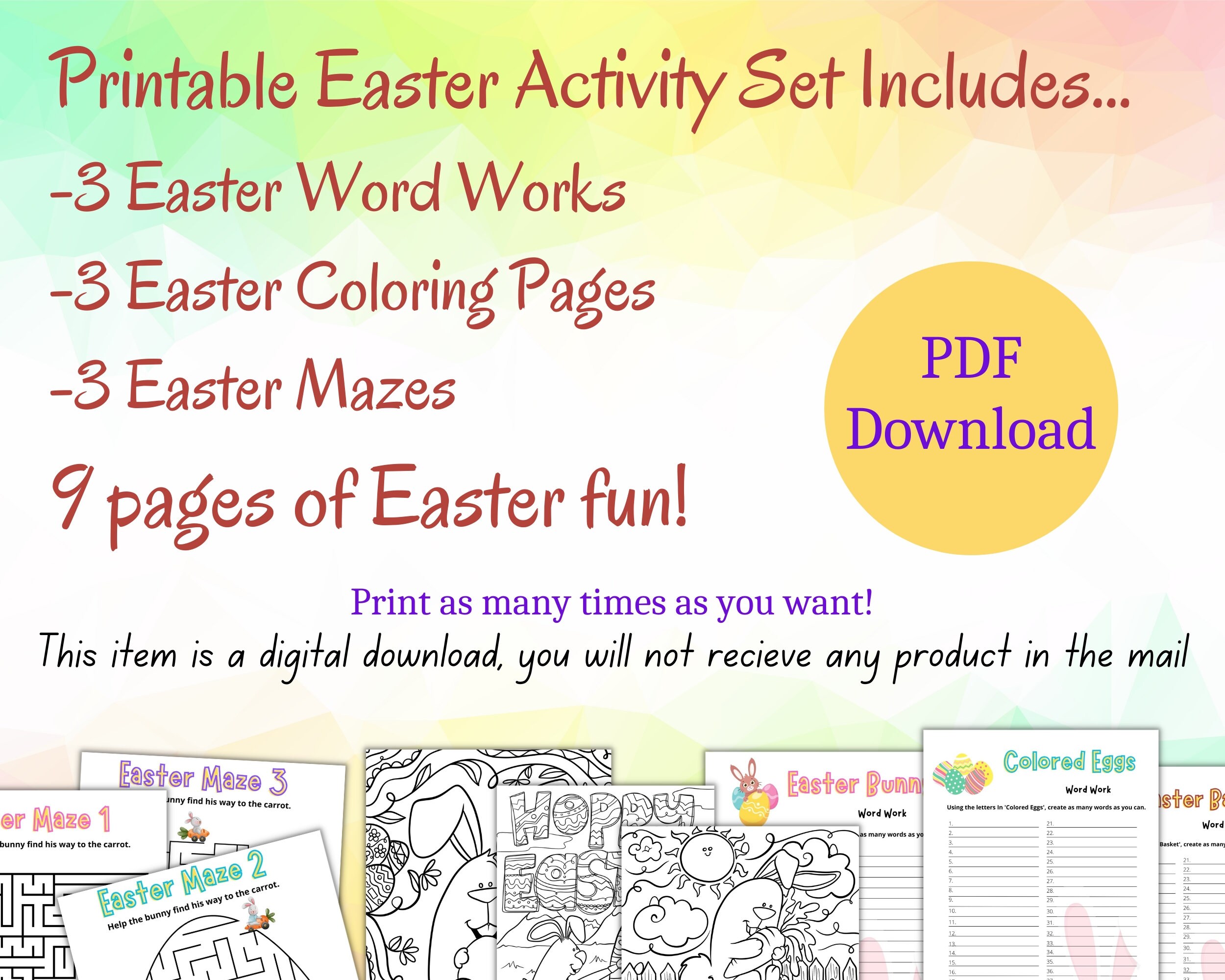 Easter Printable Activity Set, Printable Family Games, Easter Party ...