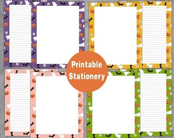 Halloween Stationery Set, Halloween Border Paper, Printable Halloween Paper, Halloween Writing Paper