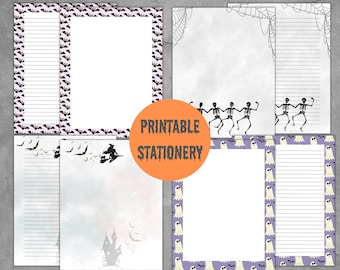 Printable Halloween Stationery Set: Spooky Border Paper (Digital Download)
