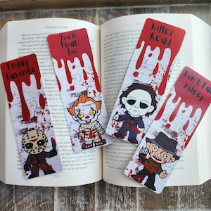 Horror Movie Bookmarks, Slasher Bookmarks, Bookish Merch, Michael Myers, Thriller Reads, Iconic Villains, Bundle Pack with Surprise Slasher