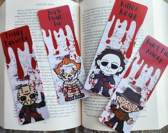 Horror Movie Bookmarks, Slasher Bookmarks, Bookish Merch, Michael Myers, Thriller Reads, Iconic Villains, Mystery Slasher