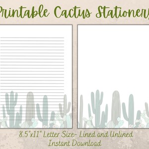 Cactus briefpapier afdrukbaar, cactussen schrijfpapier, cactuspapier, brief schrijfpapier, notitiepapier