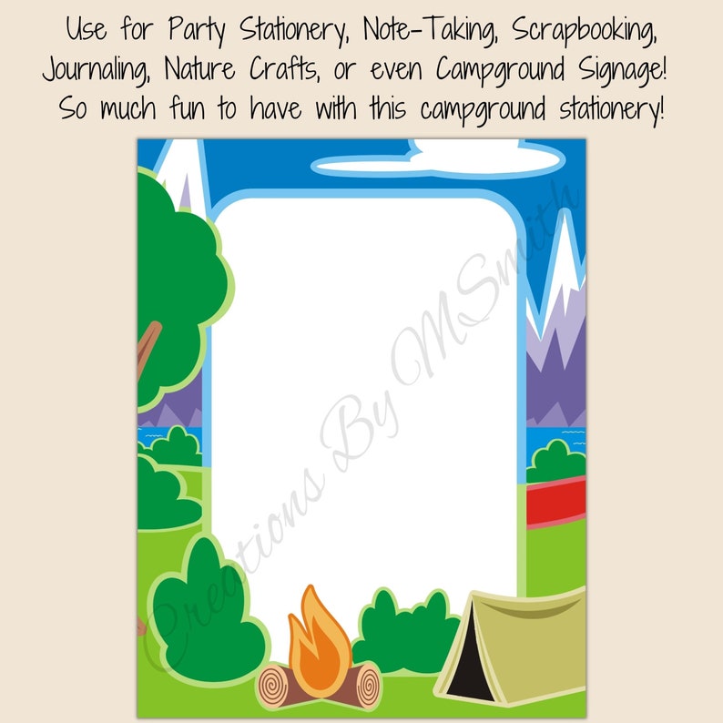 Camping Stationery Set, Summer Camp Journal Pages, Camping-themed ...