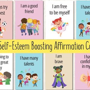 Affirmationskarten für Kinder zum Ausdrucken, Selbstwertgefühl, positive Affirmationen, Motivations-Karteikarten, Kinder-Positivitätskarten