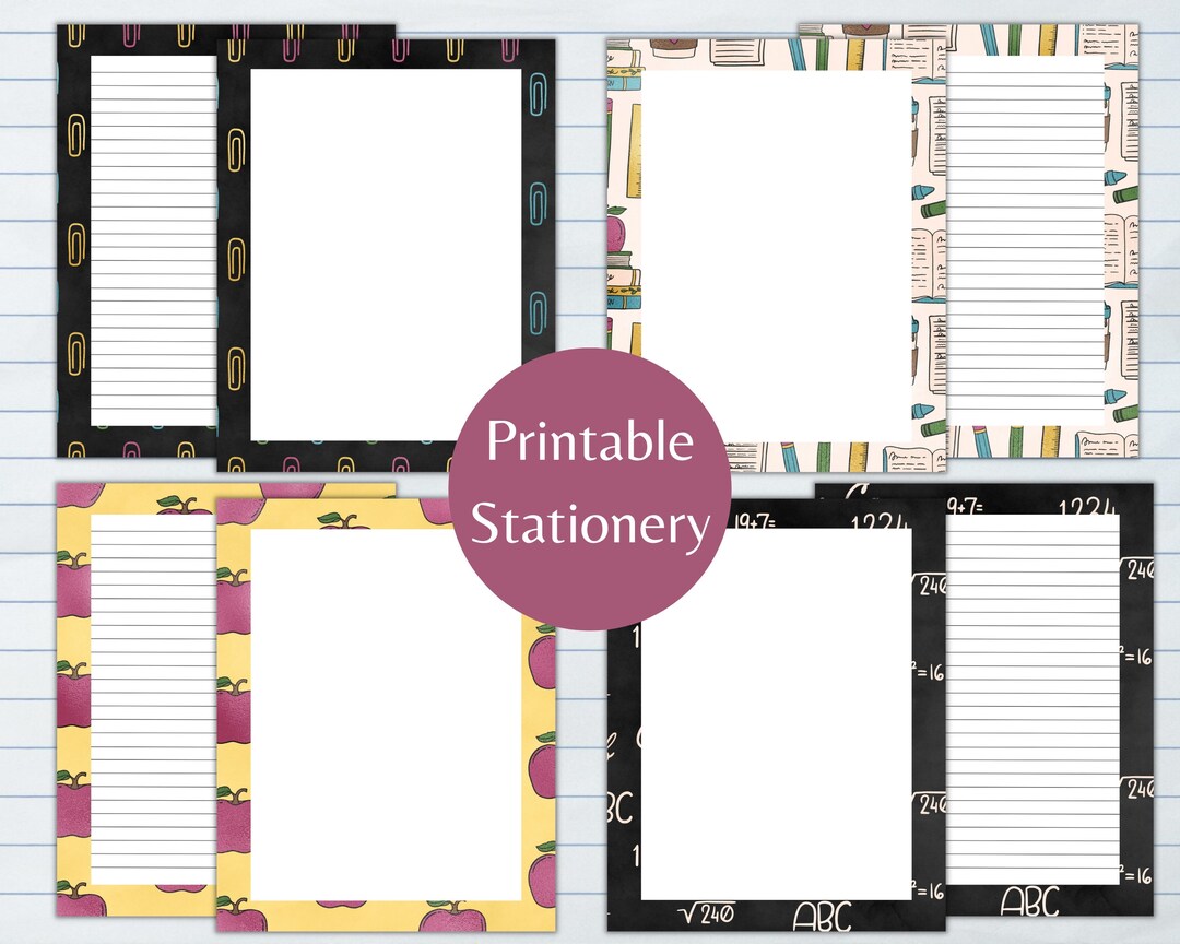 School Stationery Printable, Teacher Stationery Sets, Kids Stationery ...