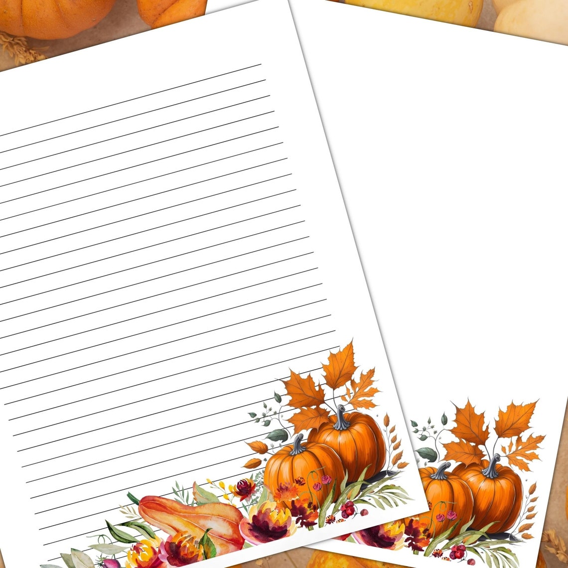 Pumpkin Autumn Stationery: Lined & Unlined Fall Writing Paper (digital ...